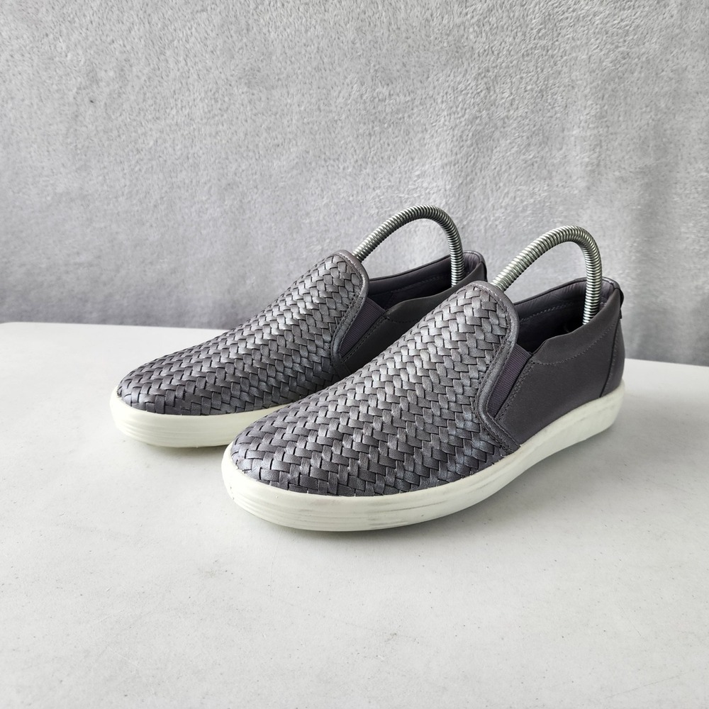 ECCO Slip On Shoes Womens Size 8 Woven Silver Grey Leather Woven Soft 7 EU 39 - Picture 9 of 14